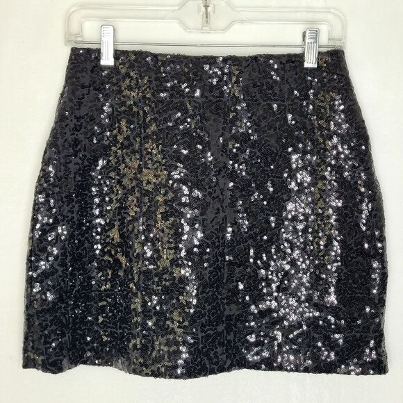Tipsy Elves Black Sequin Mini Skirt Size Medium - Picture 1 of 5